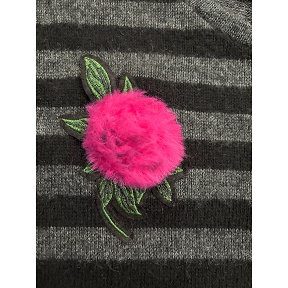 ZARA Striped Sweater with Floral Embellishment Size Large - Picture 3 of 6